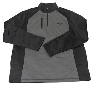 Callaway Mens Quarter Zip Pullover Grey Black Golf Performance Jacket Large
